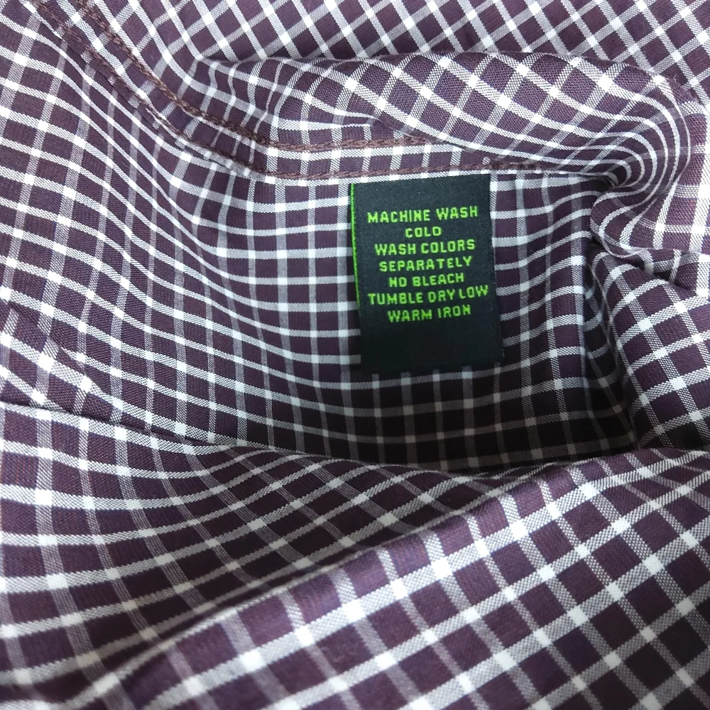 Bristol &‎ Bull Long Sleeve Button Down 100% Cotton Shirt, Purple/White, Size L